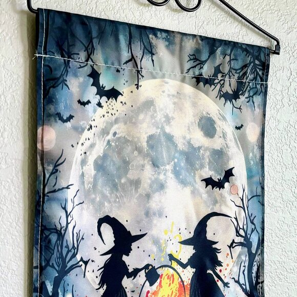 Weather Resistant Halloween Full Moon Witches Spell Cauldron Yard Flag Hanging - Picture 5 of 6